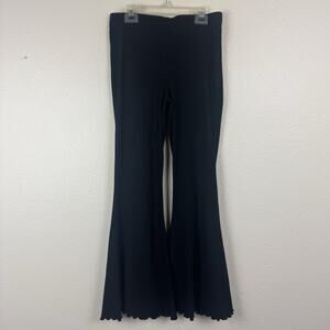 Wild Fable Ribbed High Waist Lettuce Hem Flare Leg Yoga Pants Leggings Black M